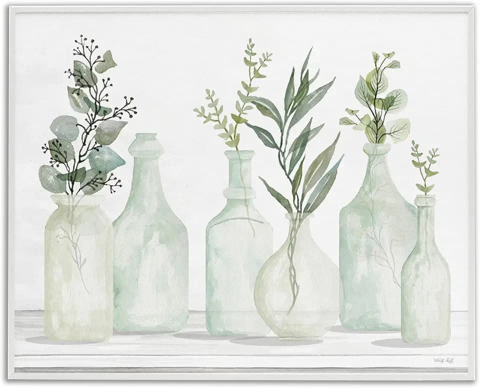 'Soft Green Potted Plants Fresh Herbs Still'| Framed Giclee Art