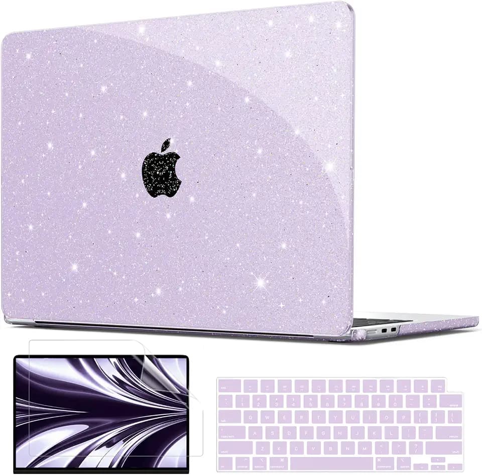 AKIT for MacBook Air 13 inch Case 2026-2022 M5 M4 M3 M2 Glitter Purple