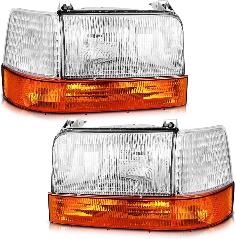 WEELMOTO Headlights for 92-97 Ford F-150 F-Super Duty+Corners Signal Lights