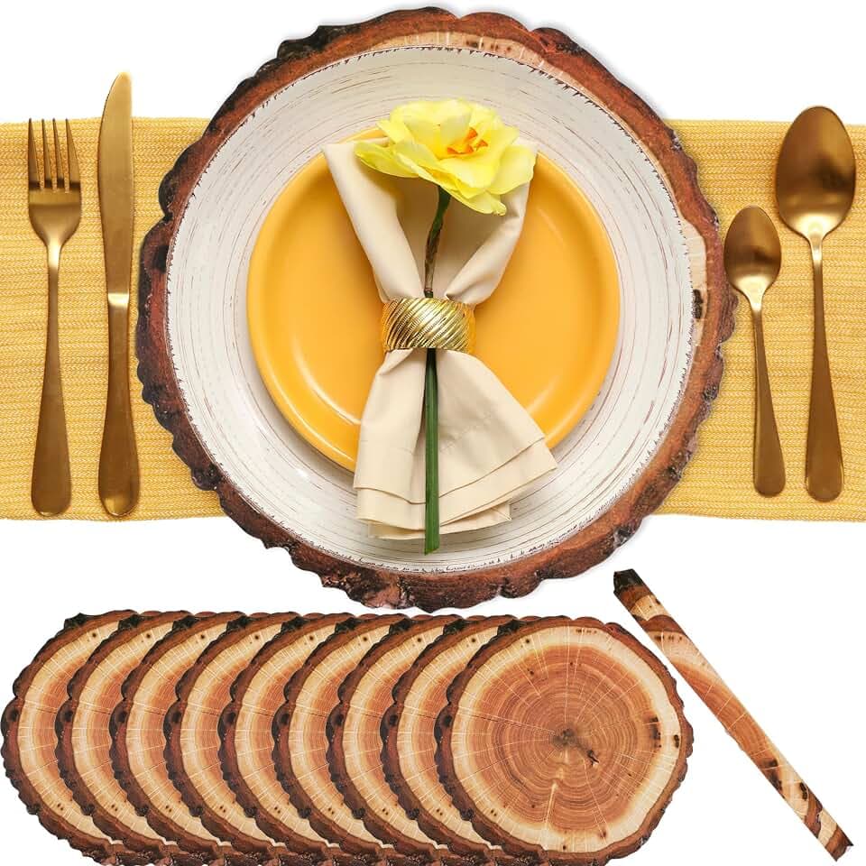 Platzsets aus Holz, rustikal, rund, für Familienessen, Geburtstag, Hochzeit, Vintage-Stil, Landhaus-Mottoparty, 30 cm, 120 Stück
