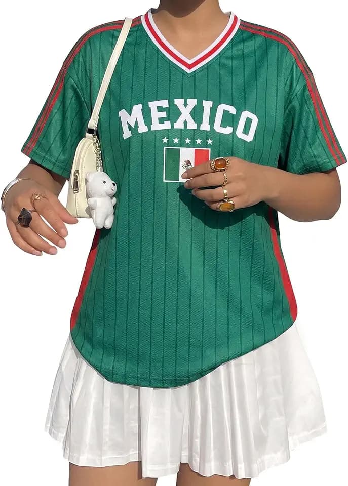 Mexico Jersey Women Mexico Shirt Mexican Flag Top Brazil Soccer Jersey
