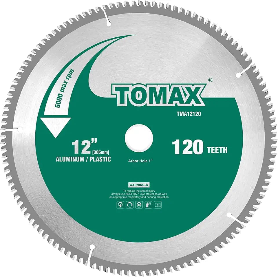 TOMAX 12-Inch 120 Tooth TCG Thin Aluminum and Non-Ferrous Metal Saw Blade with 1-Inch Arbor