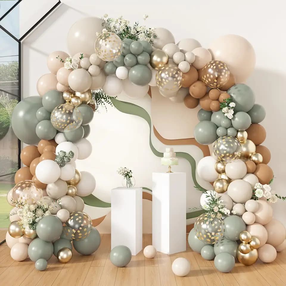 Amandir 173Pcs Dusty Green Nude Balloon Arch Garland Kit