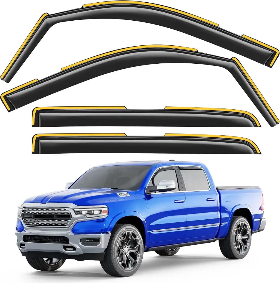 in-Channel Window Visors Rain Guards for Dodge RAM 1500 2019-2026 Crew Cab