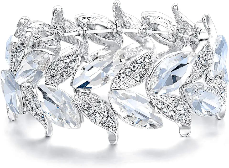 BriLove Wedding Bridal Bracelet for Women Bride,Prom Stretch Bracelets