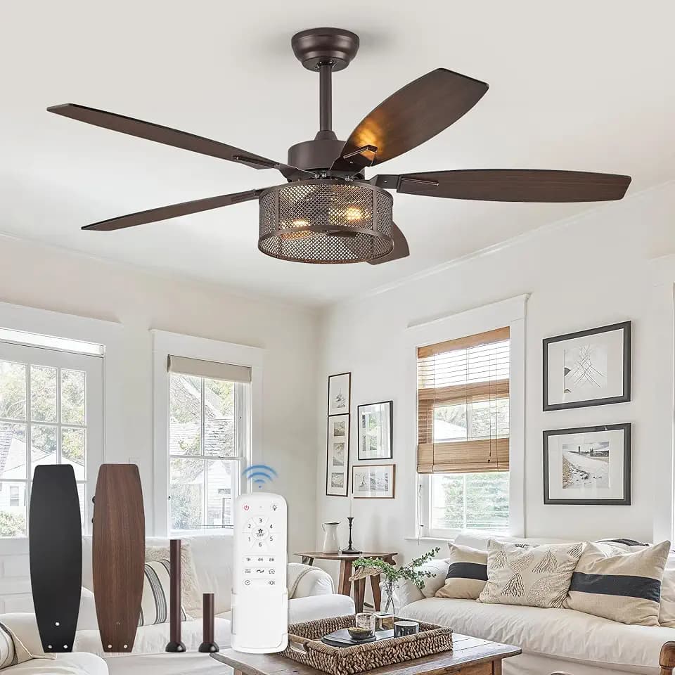Fanbulous Farmhouse Ceiling Fans with Lights and Remote, 52" DC Motor