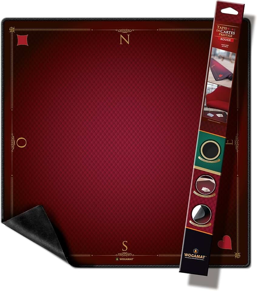 Spielkartenmatte, luxuriös, Rot, Poker, Gegenstück, Ecke, 60 x 60 cm, Neopren, dick, schmutzabweisend und rutschfest auf jeder Art von Oberfläche – gleitet Karten, passend für jede Art von Spiel