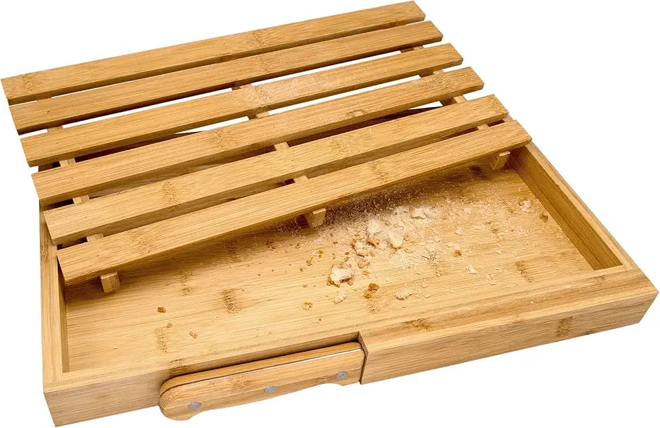 Nerthus FIH 939 Bambus Brotschneidebrett mit Edelstahlmesser und Krümelgitter