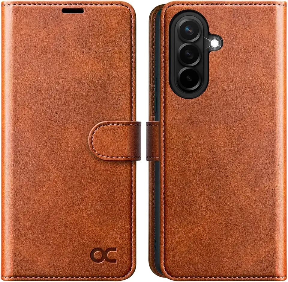 OCASE Hülle für Samsung Galaxy A56 5G Premium Lederhülle Braun