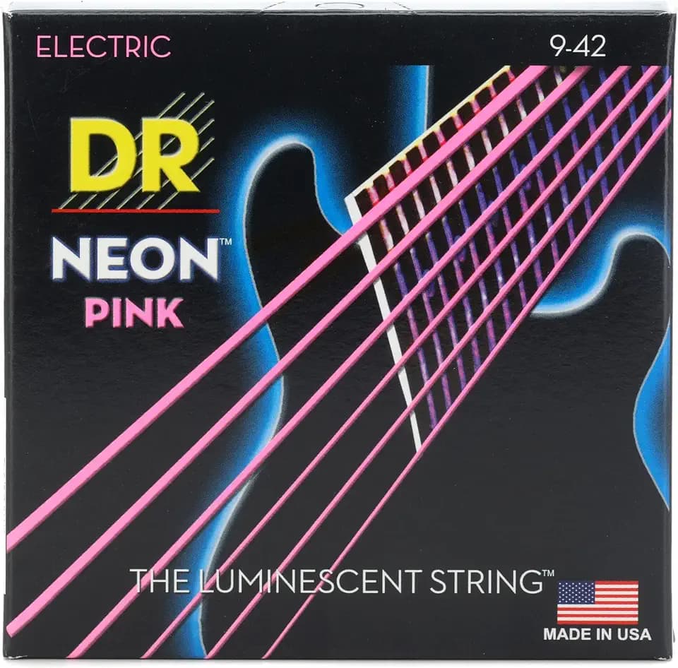 DR Strings HI-DEF NEON Electric Guitar Strings (NPE-9),Pink