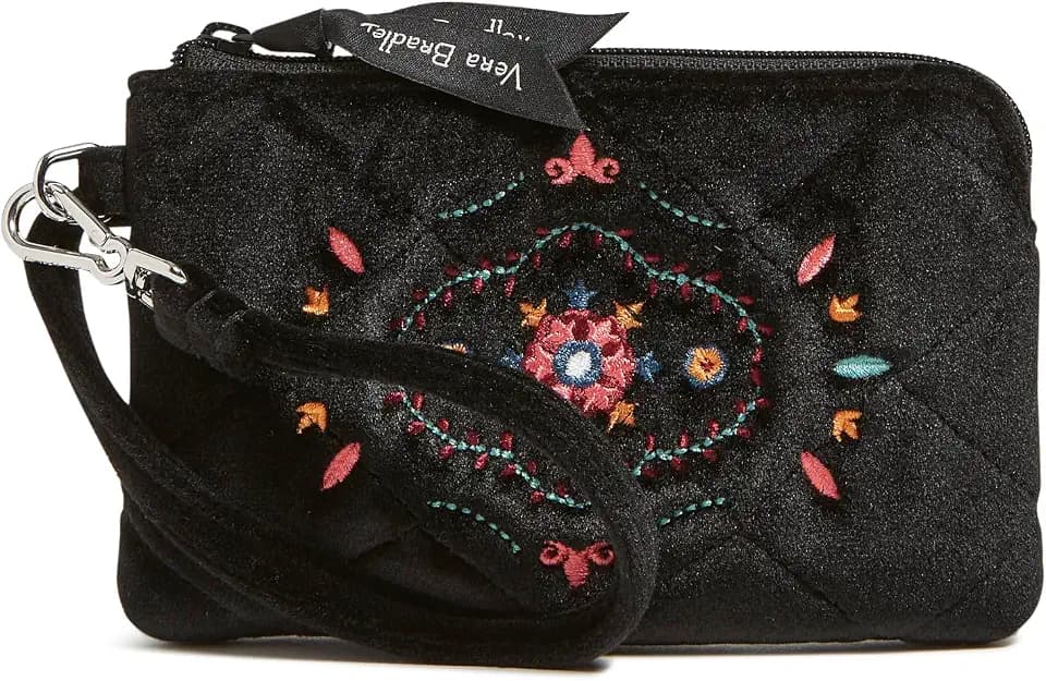 Velvet Clip & Zip Mini Pouch Wallet, Winter Ornaments