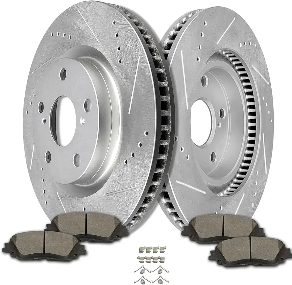 SCITOO Front Brake Kits Drill & Slotted Brakes Rotor Brake Pads:31434;D2076