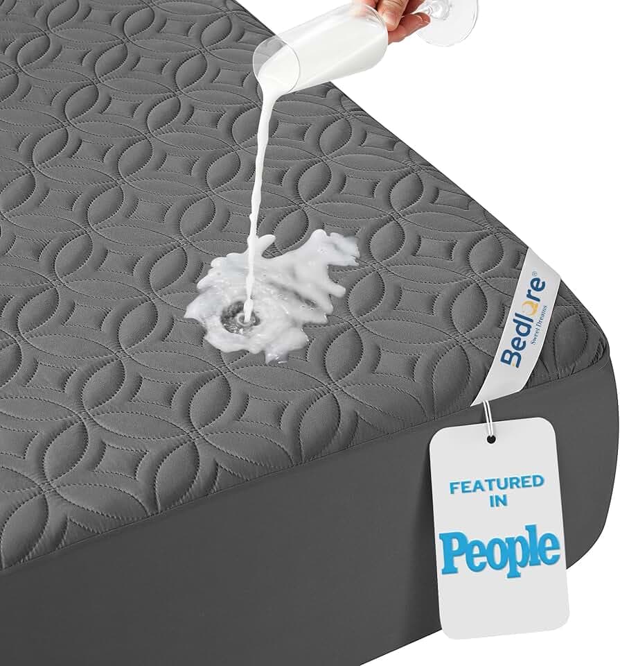 BEDLORE Waterproof Mattress Protector, Queen Size Mattress Pad Noiseless