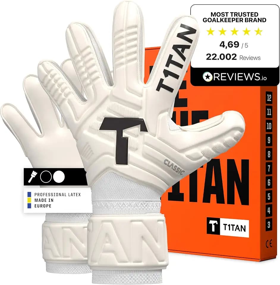 T1TAN Training Torwarthandschuhe Kinder, Herren Classic, Größe 3-12, Torhüter Handschuhe Erwachsene, Tormannhandschuhe Jugendliche, Fußball Torwarthandschuhe, 3-15+ Jahre, Atmungsaktiv, Starker Grip