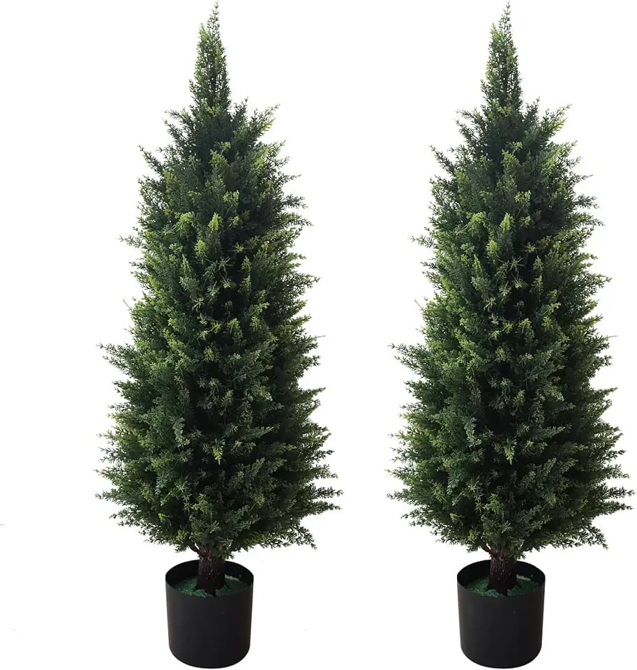 AUMMOOH Artificial Topiary Cedar Trees Outdoor (2, 37 Inch)