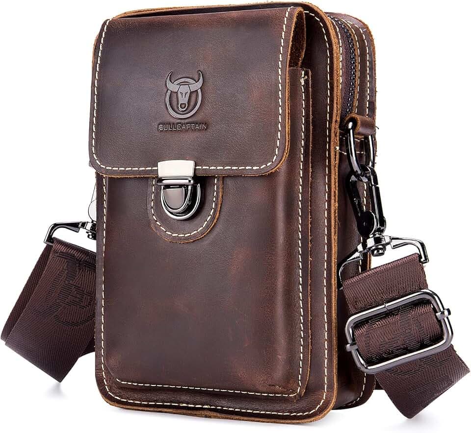 BAIGIO Handytasche Leder Vintage Gurteltasche Herren Hufttasche Klein Schultertasche Umhangetasche Retro-Stil