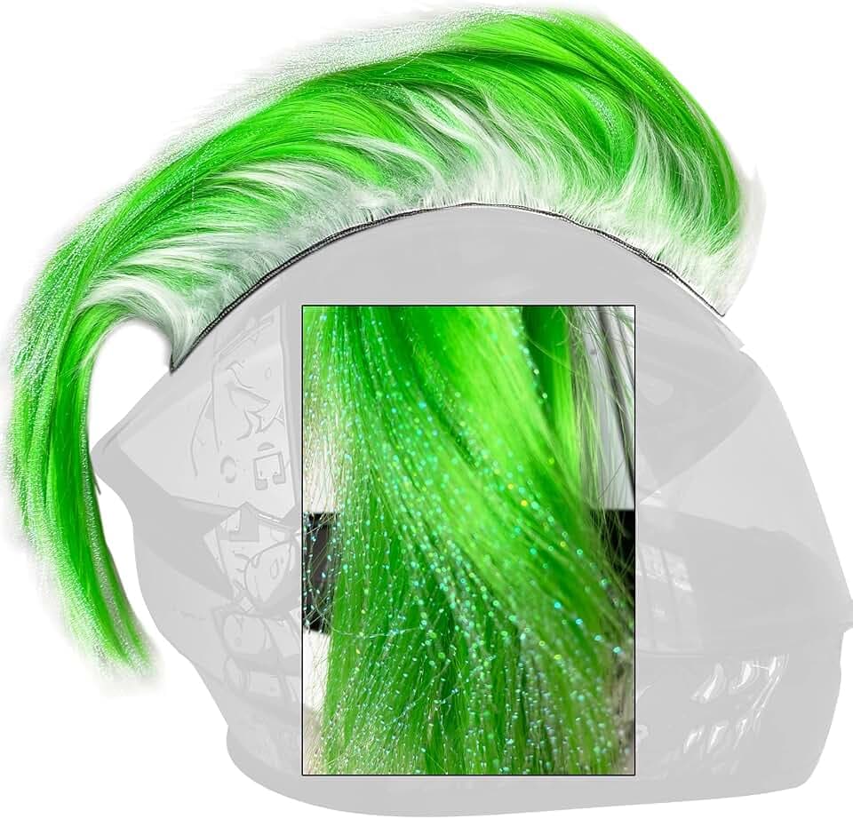 Helmet Mohawk Hawk Cosplay Wig Helmet Accessory for Motorcycle Bicycle Ski Helmets Real Hair Decorations (Helmet not Included)