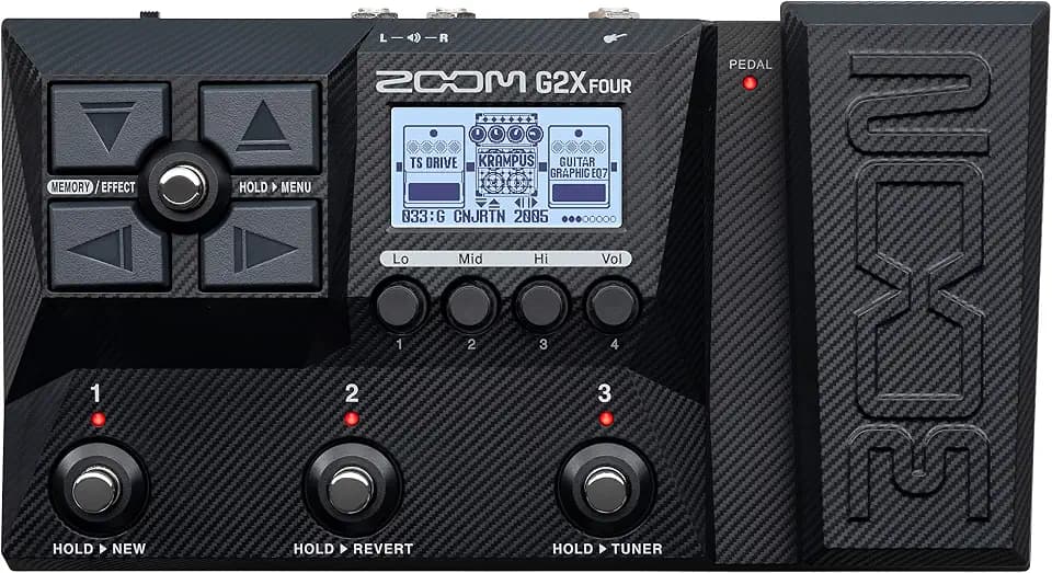 ZOOM G2X FOUR kompaktes Multi-Effekt Expressionspedal für Gitarre | Amp-Modelling, Effekt-Modelling von Boutique-Pedalen, IR-Technologie für Bühne & Studio