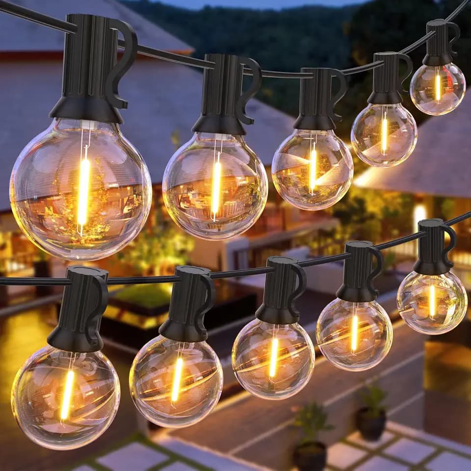 GPATIO Lichterkette Outdoor Außen LED Strom, 30M Lichterketten mit 52 Bulbs