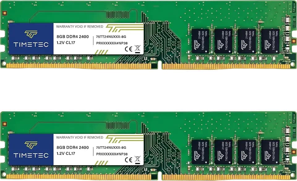 Timetec Premium 16GB KIT (2x8GB) DDR4 2400MHz (PC4-2400T) PC4-19200 UDIMM Desktop RAM – 288-Pin 1.2V CL17 Non-ECC Unbuffered DIMM Memory Module Upgrade