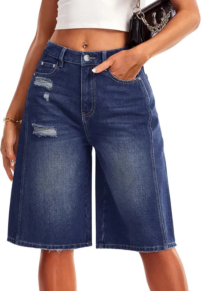 IVIR Jorts Bermuda Shorts for Women Denim Jean Shorts Casual