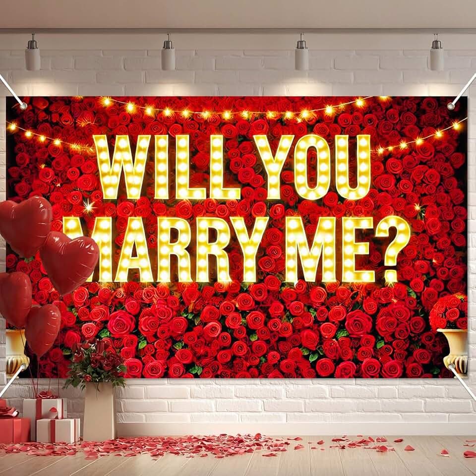 BlissYard Happy Valentine's Day Banner 71x43 in Romantic Party Decor