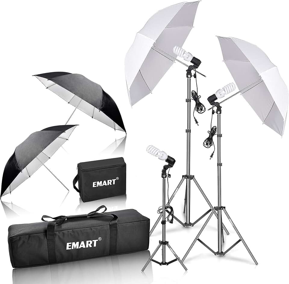 EMART Umbrella Photography Lighting Kit with 45W 5500K Bulb for Studio