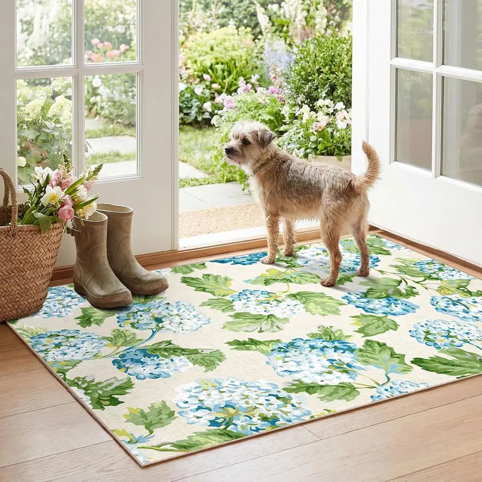 Floral Outdoor Rug - 28"x43" Front Door Mat Indoor Outside Entrance