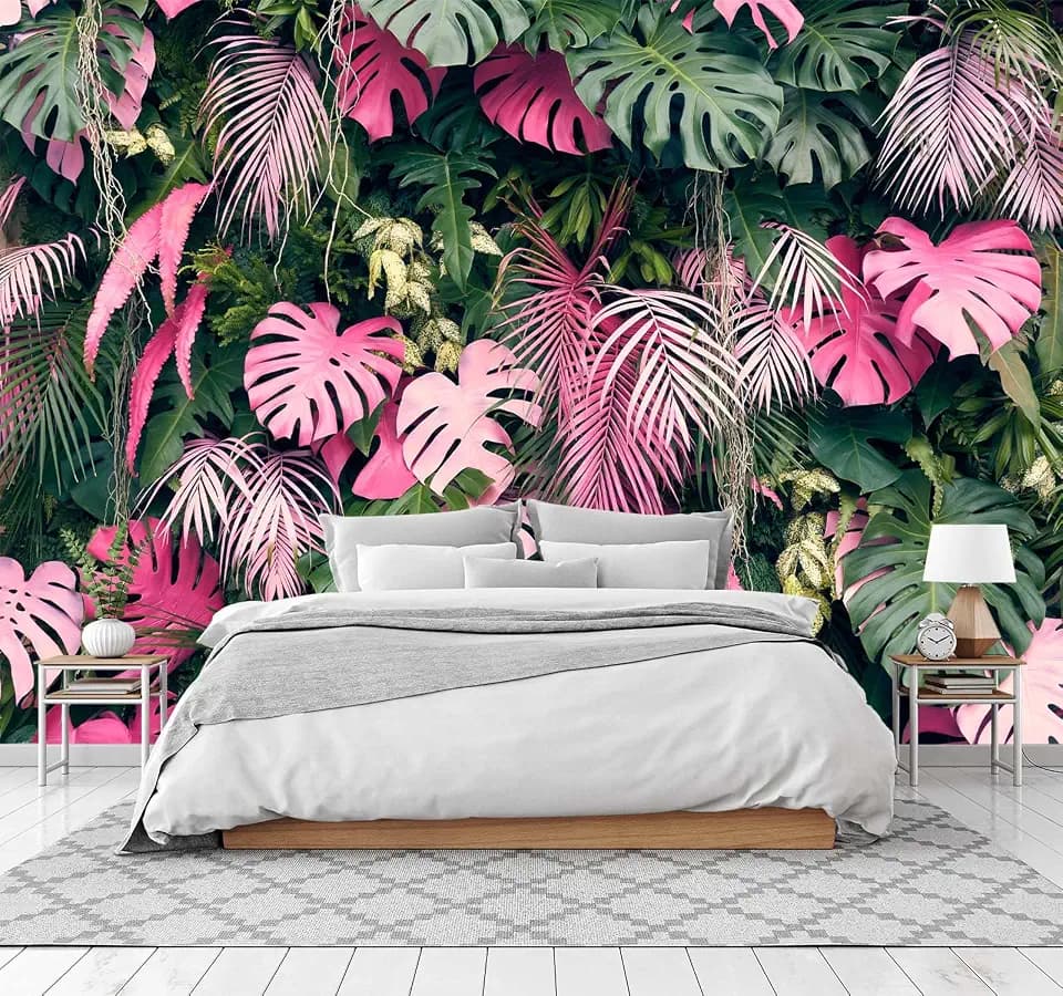 Wall Mural Wallpaper for Bedroom Living Room 3D Mural Monstera Tropical Plant Green Plant Banana Leaf Palm Leaf 158" x 110"(Not Peel and Stick)