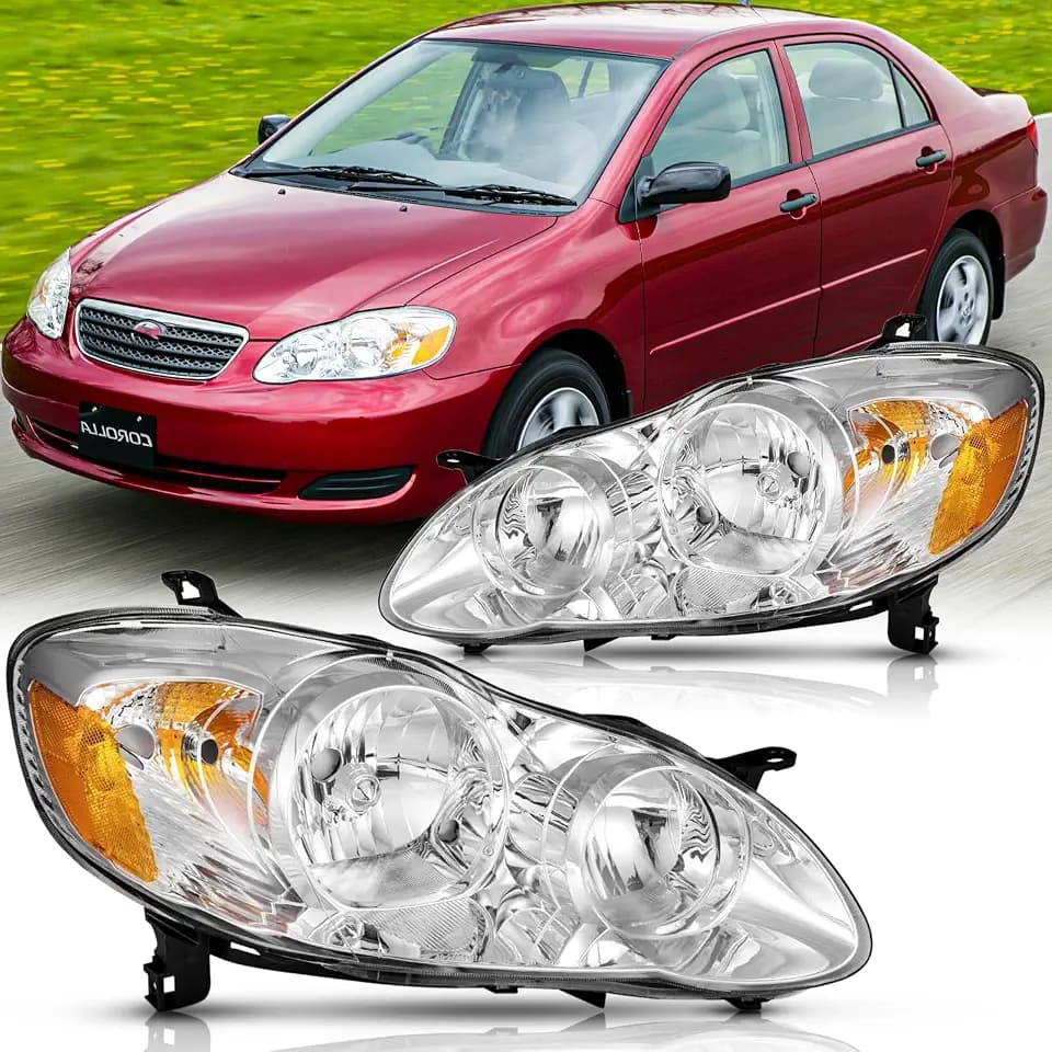 Headlights Assembly Pair for 2003 2004 2005 2006 2007 2008 Toyota Corolla