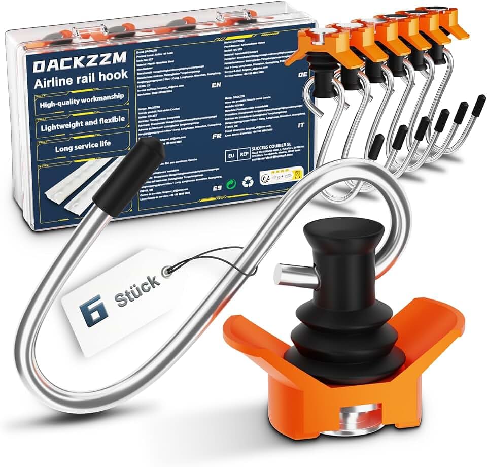 Airlineschiene Zubehör Fitting Haken 6 Stück, 50 kg Tragfähigkeit | Airlineschiene Fitting Haken Zubehör Endfitting Zurrschiene für Verzurren und Transportieren in Anhänger, Transporter und PKW