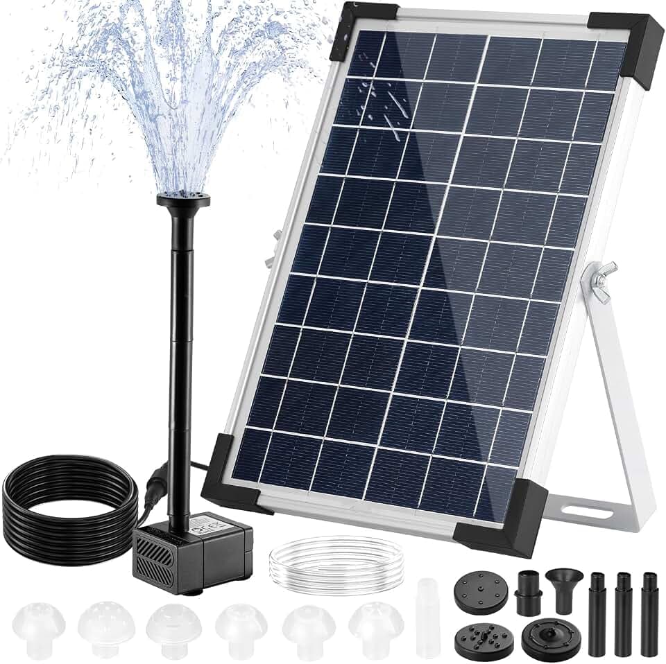 Clevich Solar Teichpumpe 5W, Solar Springbrunnen für Außen, DIY Brunnen