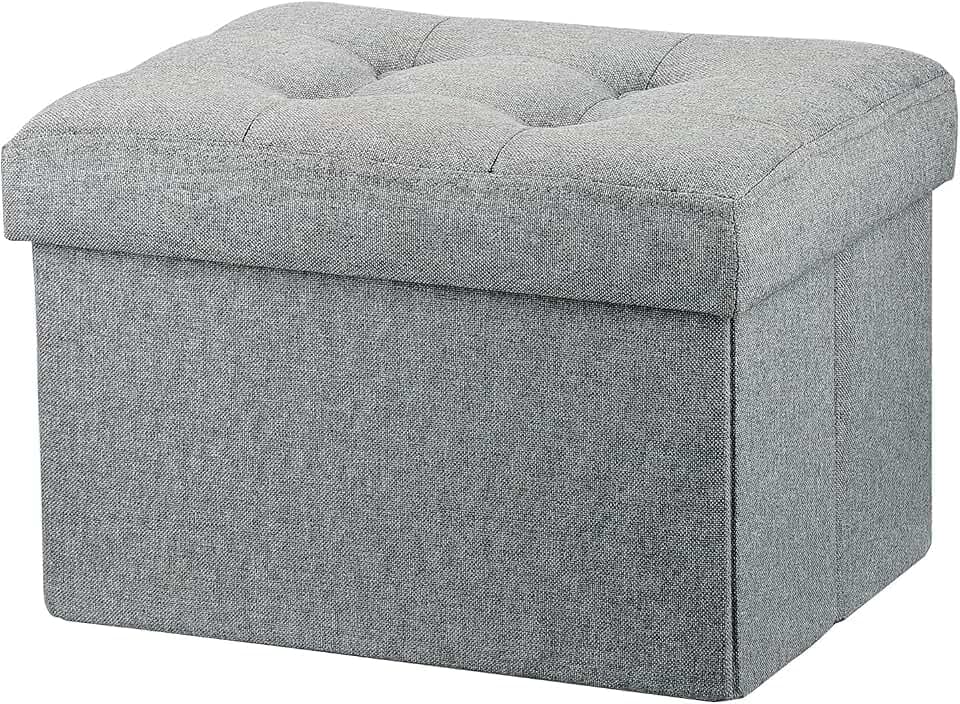 LINMAGCO Ottoman with Storage Small Foot Rest Stool Under Desk Stool Short Folding Footrest for Living Room Bedroom Home Office Dorm Light Gray 16X12X12IN