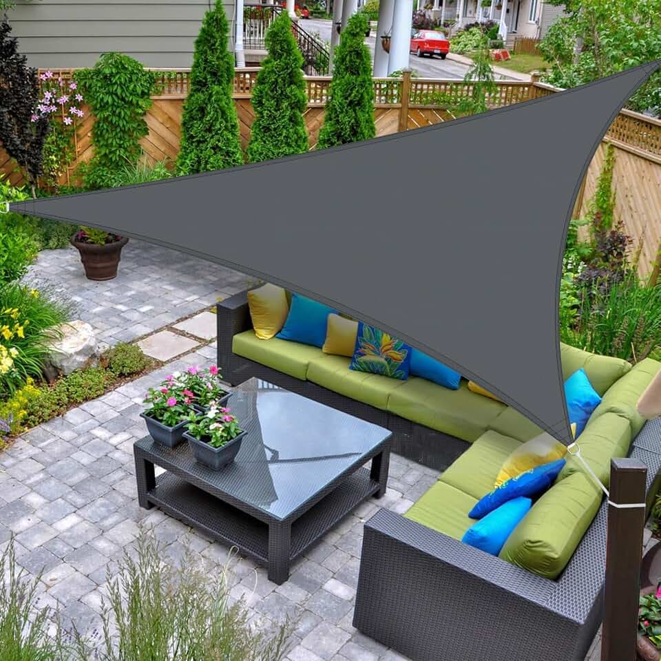 AXT SHADE Sonnensegel Wasserdicht Dreieckig 5x5x5m 98% UV-Schutz Anthrazit | 99% Wasserabweisend Hochdichtes PES,Wetterschutz,Sonnenschutz,Windschutz,Reißfest für Terrasse Balkon Garten