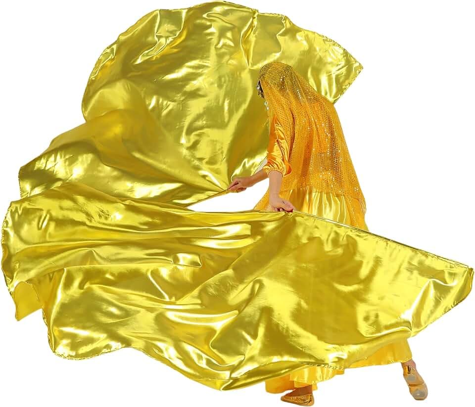 MUNAFIE Large Worship Flags for Dance Church, 74 x 55 Inch Semicircle Praise Dance Flags with Flexible Telescopic Rods and Carrying Bag, 2 Pack, Gold