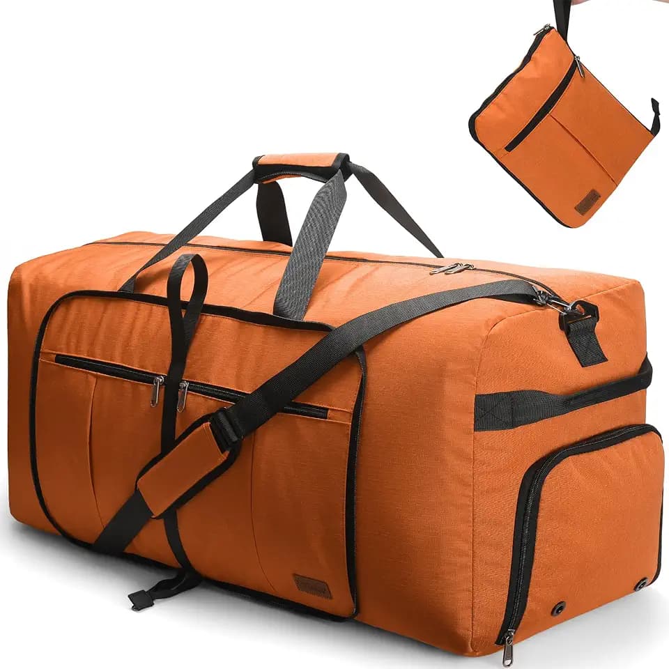 100L Large Waterproof Foldable Travel Duffel Bag with Shoe Compartment
