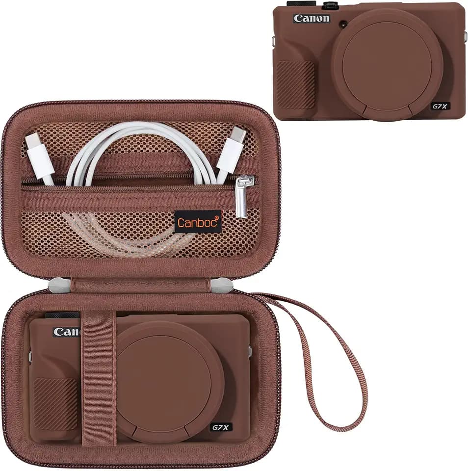 Canboc 2 in 1 Case for Canon PowerShot G7X Mark III Digital Camera, Brown