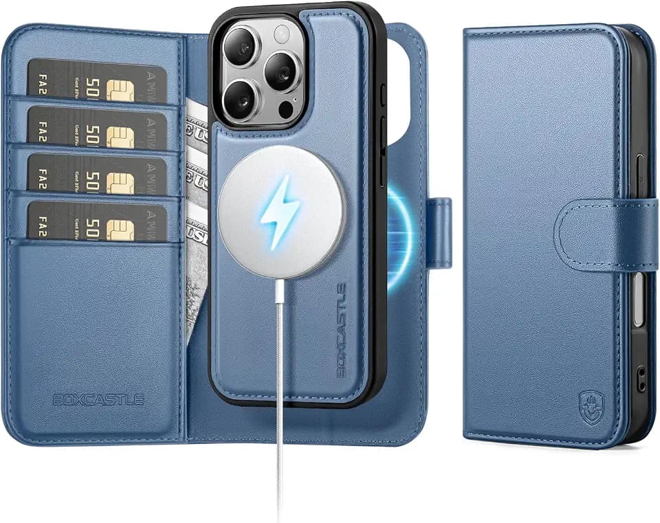 for iPhone 16 Pro Case Wallet with Card Holder,Dark Blue