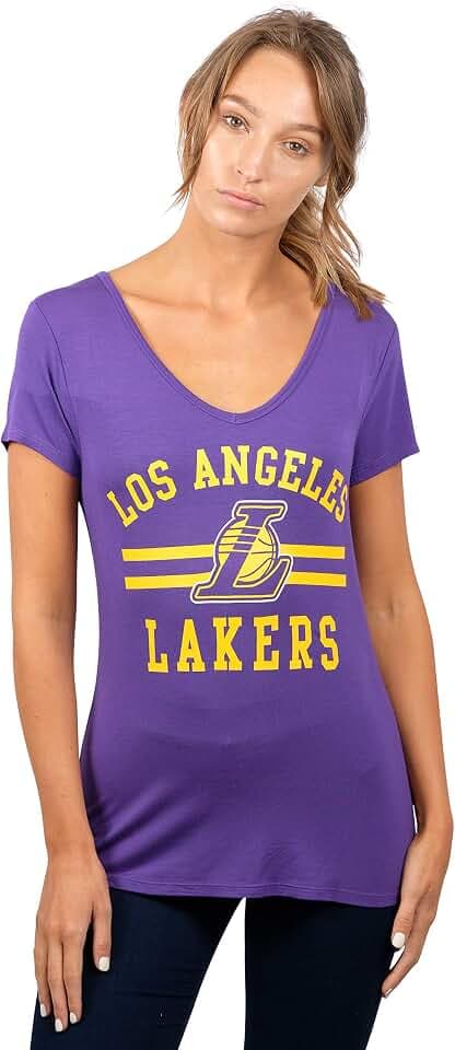 UNK NBA Damen T-Shirt V-Ausschnitt, kurzärmelig, Teamfarbe