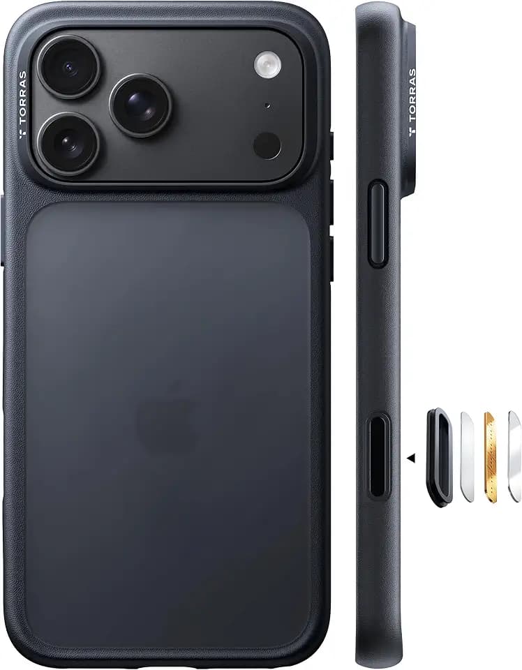 TORRAS Guardian für iPhone 18 Pro Hülle, Militärschutz Case, Matt Schwarz