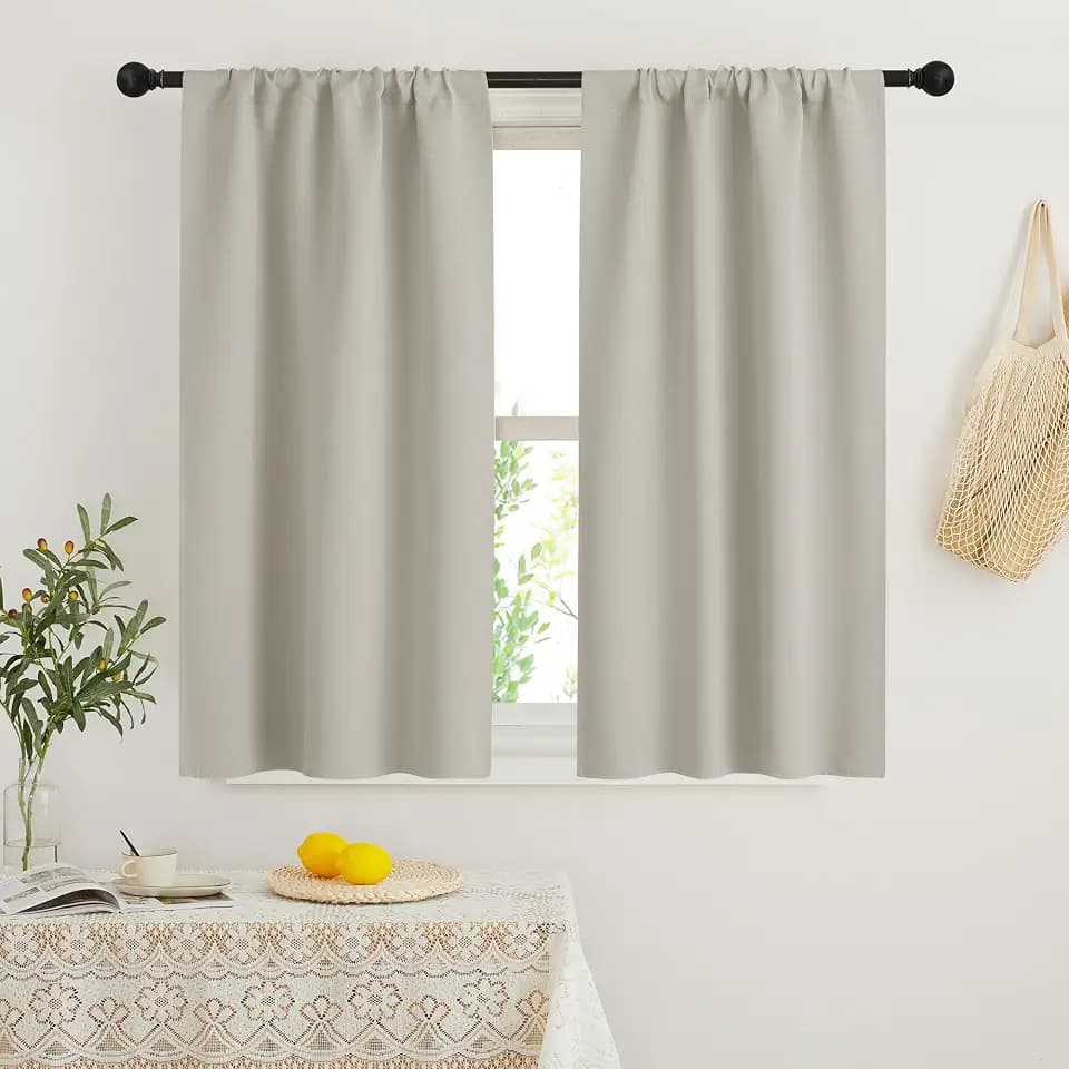 RYB HOME French Door Curtain Window Covering Rod Pocket for Small Window