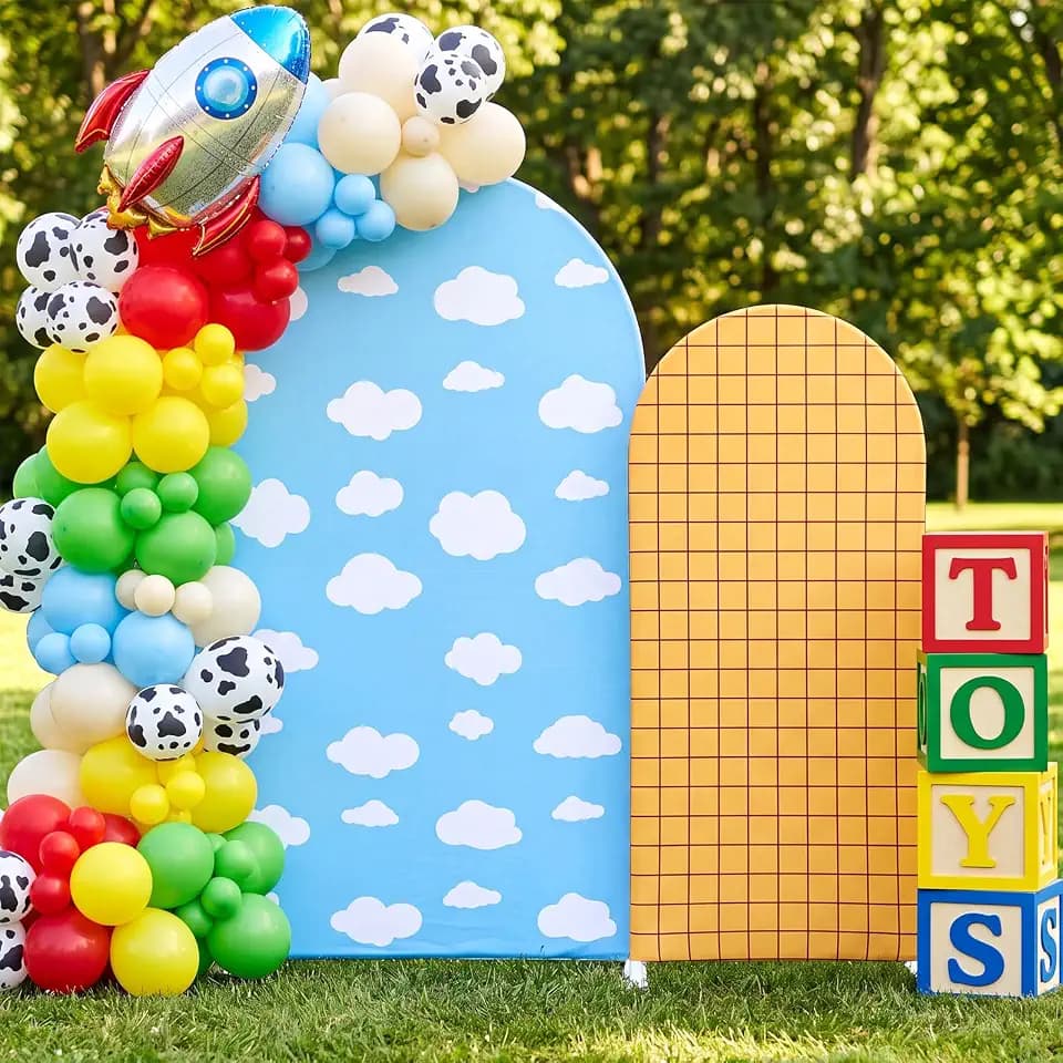 2 Set 6ft 7.2 ft Cartoon Story Arch Backdrop Covers Stretchy