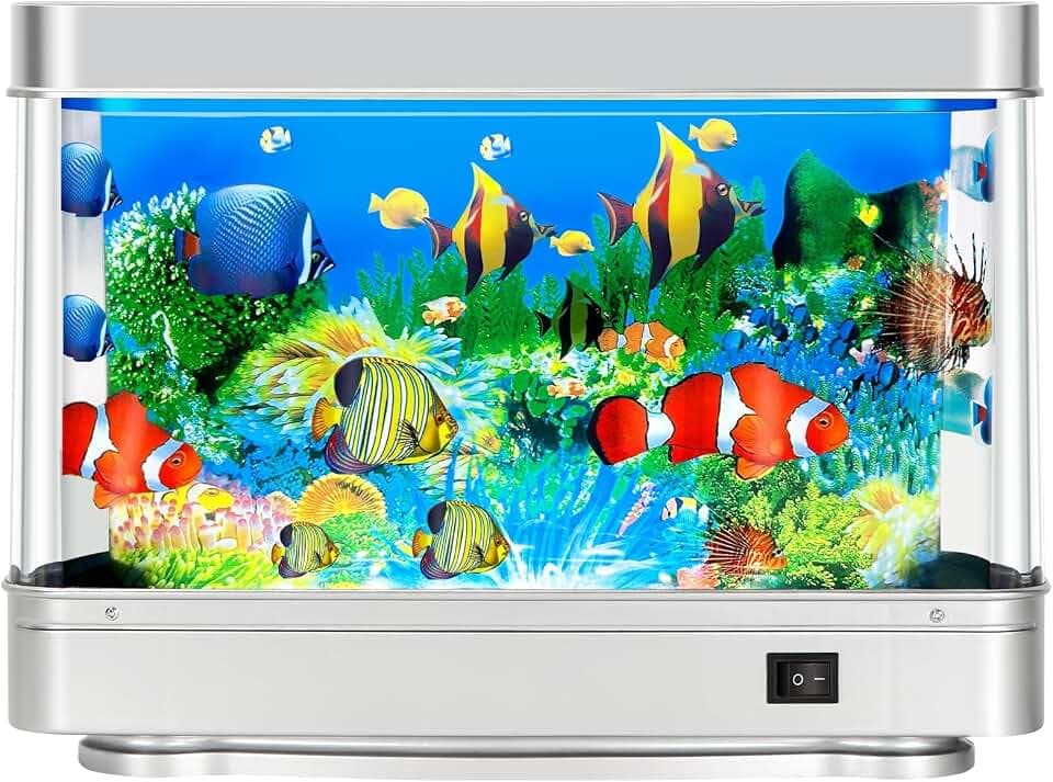 Fake Fish Tank,Virtual Ocean Moving Fish lamp,Fake Aquarium Decor