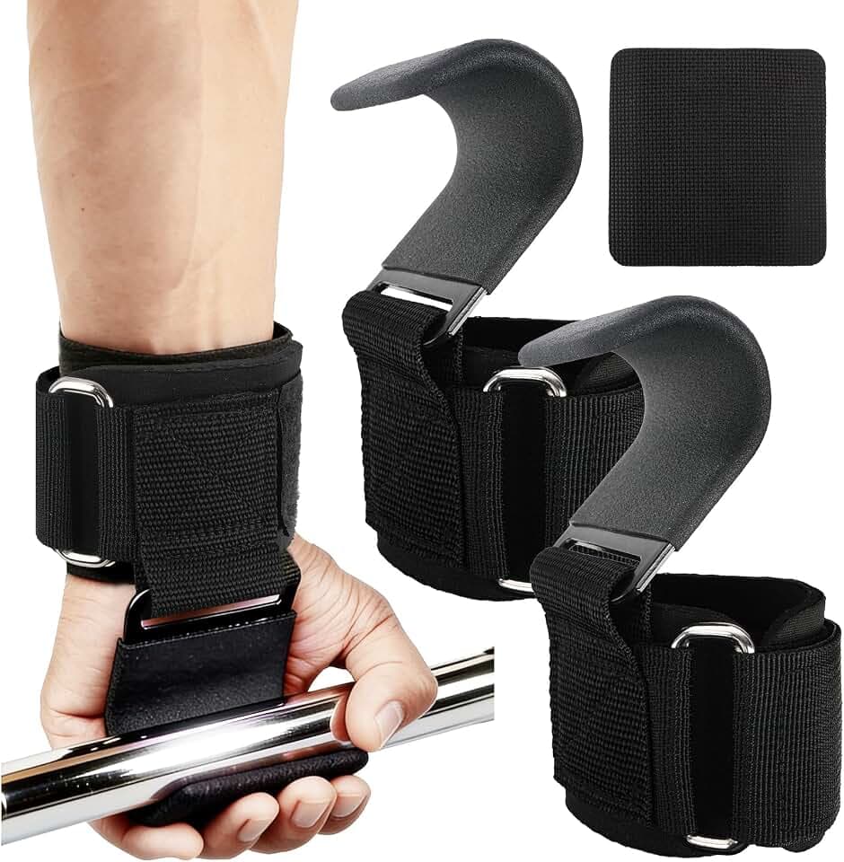 Zughilfen Krafttraining Haken Gewichtheberhaken Griff Pull Up Handschuhe Zughilfe mit Haken Training, Gym Lifting Straps with Pull Up Hooks Hand Grip Support for Deadlifts