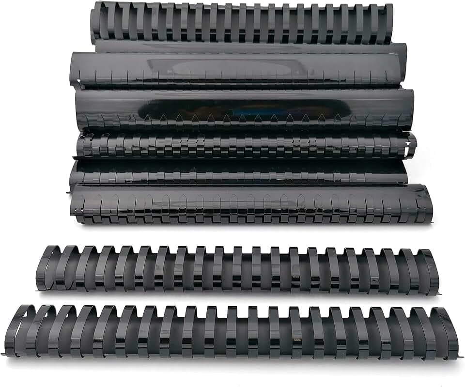 Alevar Plastikbinderücken mit Spiralbindung, 21 Ringe, Durchmesser 38 mm, Format A4, Kapazität 281 bis 340 Blatt, Schwarz, 50 Stück