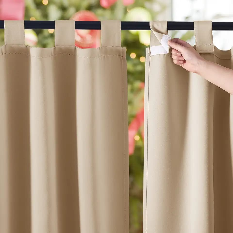 NICETOWN Outdoor Curtains for Patio Waterproof 84" L Detachable Top 2 PCs
