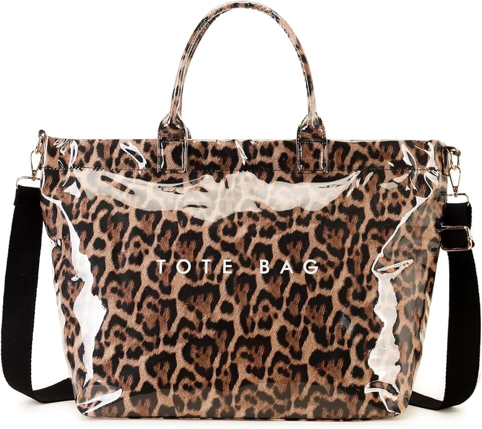 GISMTR Large PVC Tote Bag for Women Letters Print Handbags Kraft Paper Shoulder Bag for Work Travel