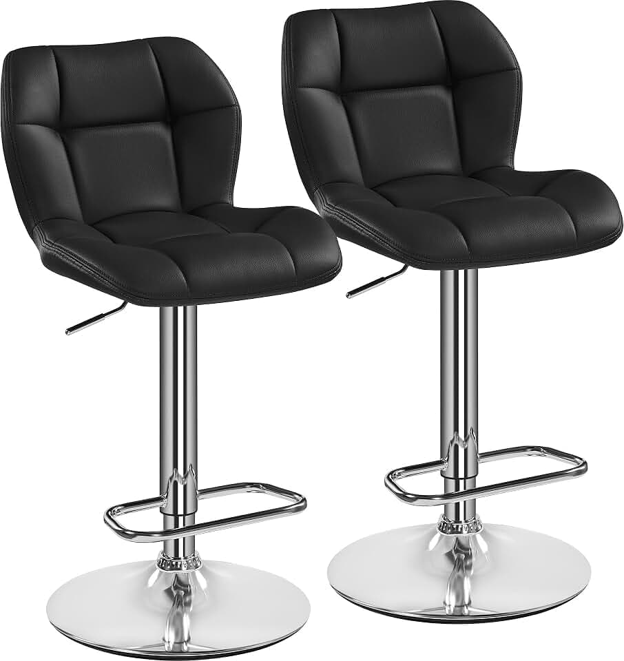 Yaheetech Barhocker, höhenverstellbar, modern, aus Kunstleder und Metall, hohe Tragkraft 136 kg, 44 × 50,5 × 89 cm, Schwarz