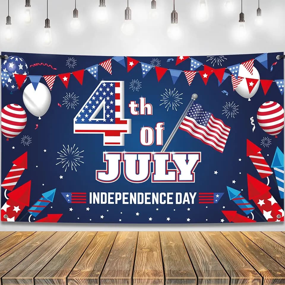 KatchOn, 4th of July Backdrop - 72x44 Inch | XtraLarge Banner for Patriotic Home Decor,Independence Day and Memorial Day Decorations | 4th of July Decorations