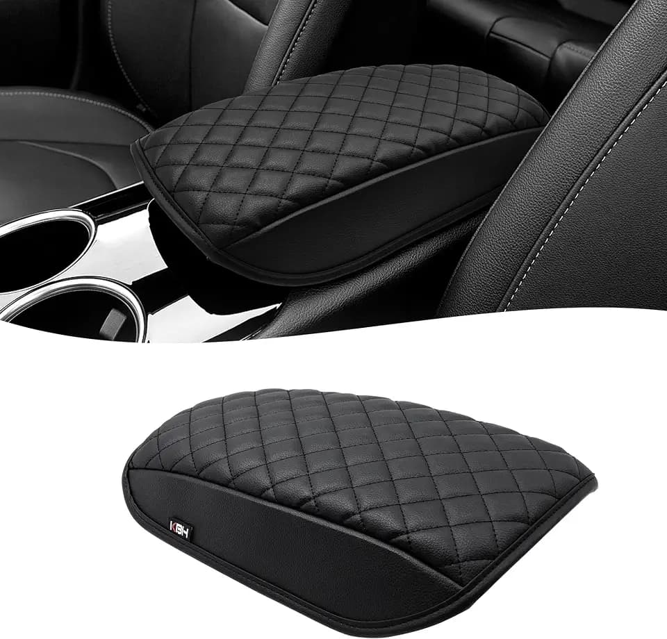 KBH Center Console Armrest Cover for Ford Fusion 2013 2014 2015 2016, Durable Arm Rest Pad, Console Lid Cushion Protector, Vinyl Leather Accessories, Anti-Scratch, Black